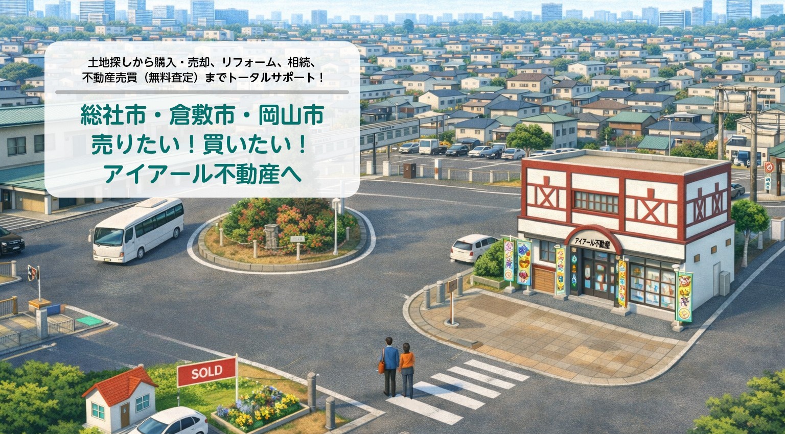 土地探しから購入・売却、リフォーム、相続、不動産売買（無料査定）までトータルサポート！総社市・倉敷市・岡山市の売りたい！買いたい！はアイアール不動産へ